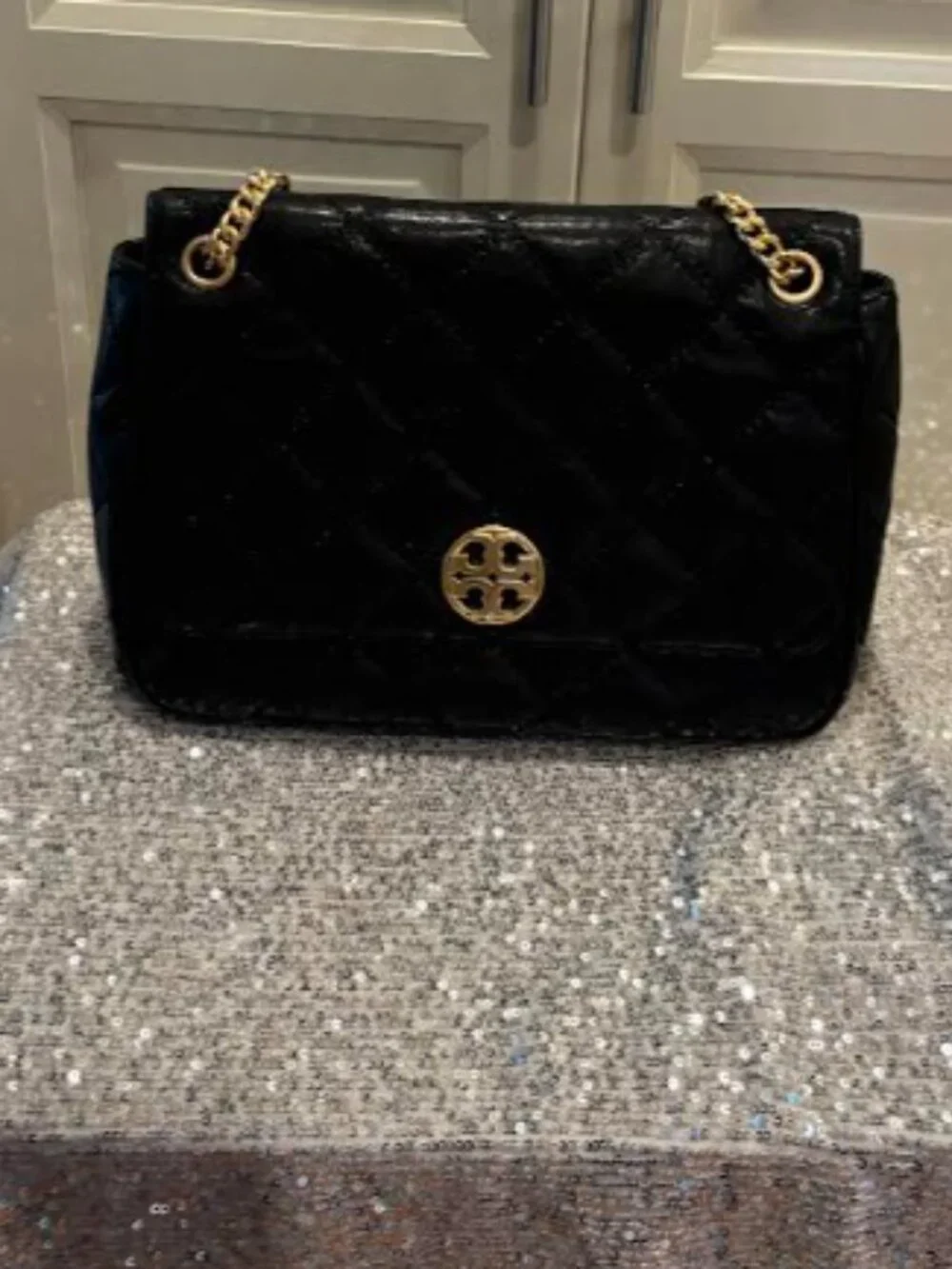 Tory Burch Black Quilted Lather Shoulder Bag